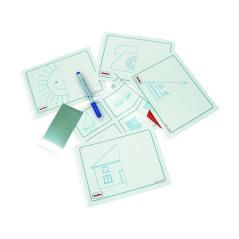 Juego tarjetas reutilizables henbea imagina y completa plástico flexible con ilustraciones 21x15 cm - Imagen 1