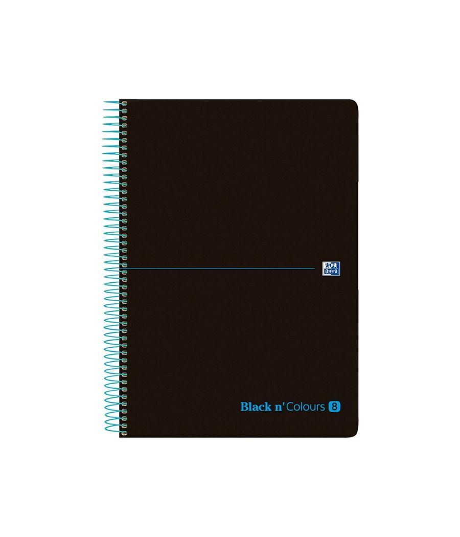 Cuaderno espiral oxford ebook 8 tapa plástico din a4+ 160 h cuadricula 5 mm black'n colors turquesa - Imagen 1