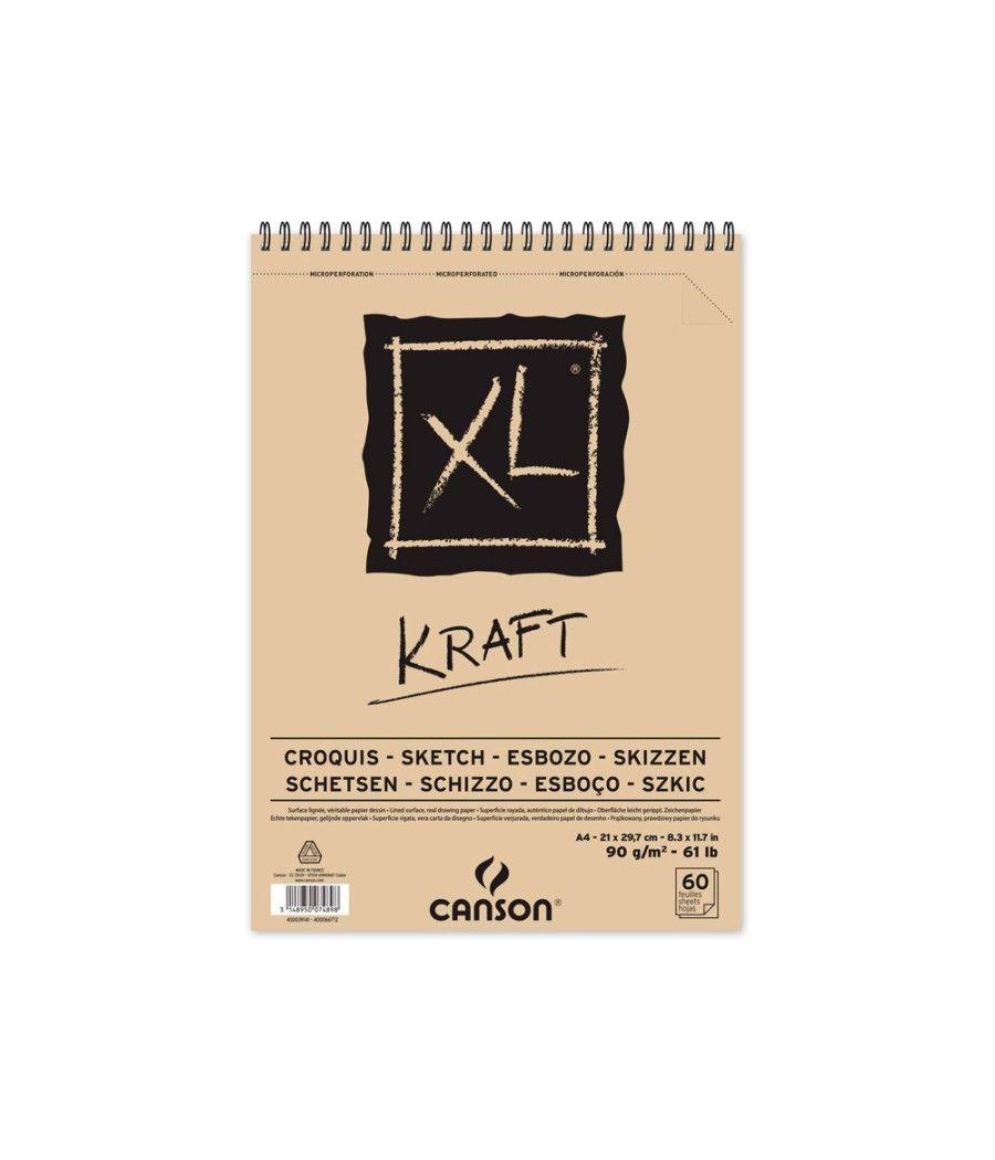 Bloc dibujo esbozo canson xl kraft din a4 kraft rayado beige espiral 21x29,7 cm 60 hojas 90 gr - Imagen 1