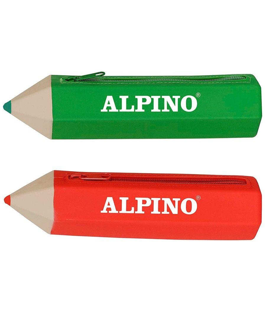 Bolso escolar alpino portatodo forma lápiz soft con 12 lápices de colores - Imagen 1