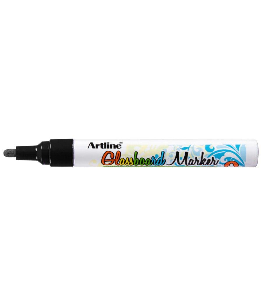 Rotulador artline glass marker especial cristal borrable en seco o humedo color negro - Imagen 1