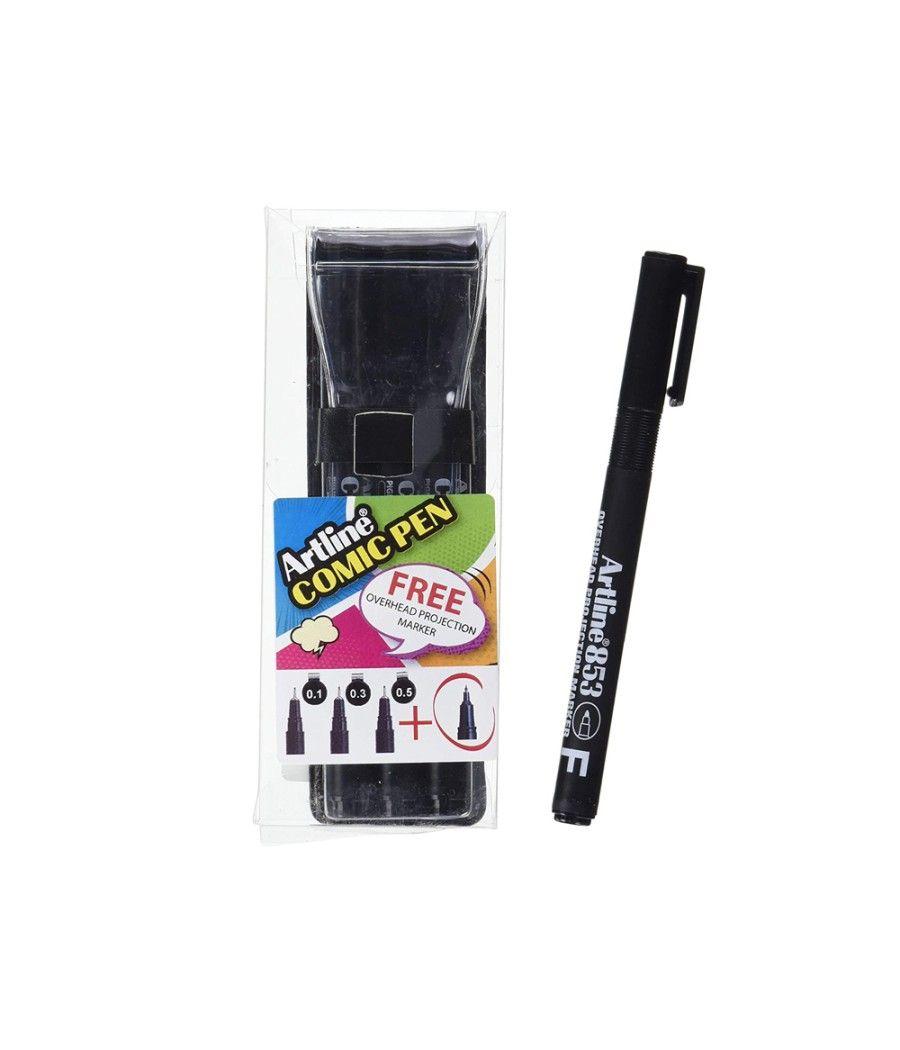 Rotulador artline comic pen calibrado micrométrico negro bolsa de 3 uds 0,2 0,4 0,8 + permanente 853 - Imagen 1