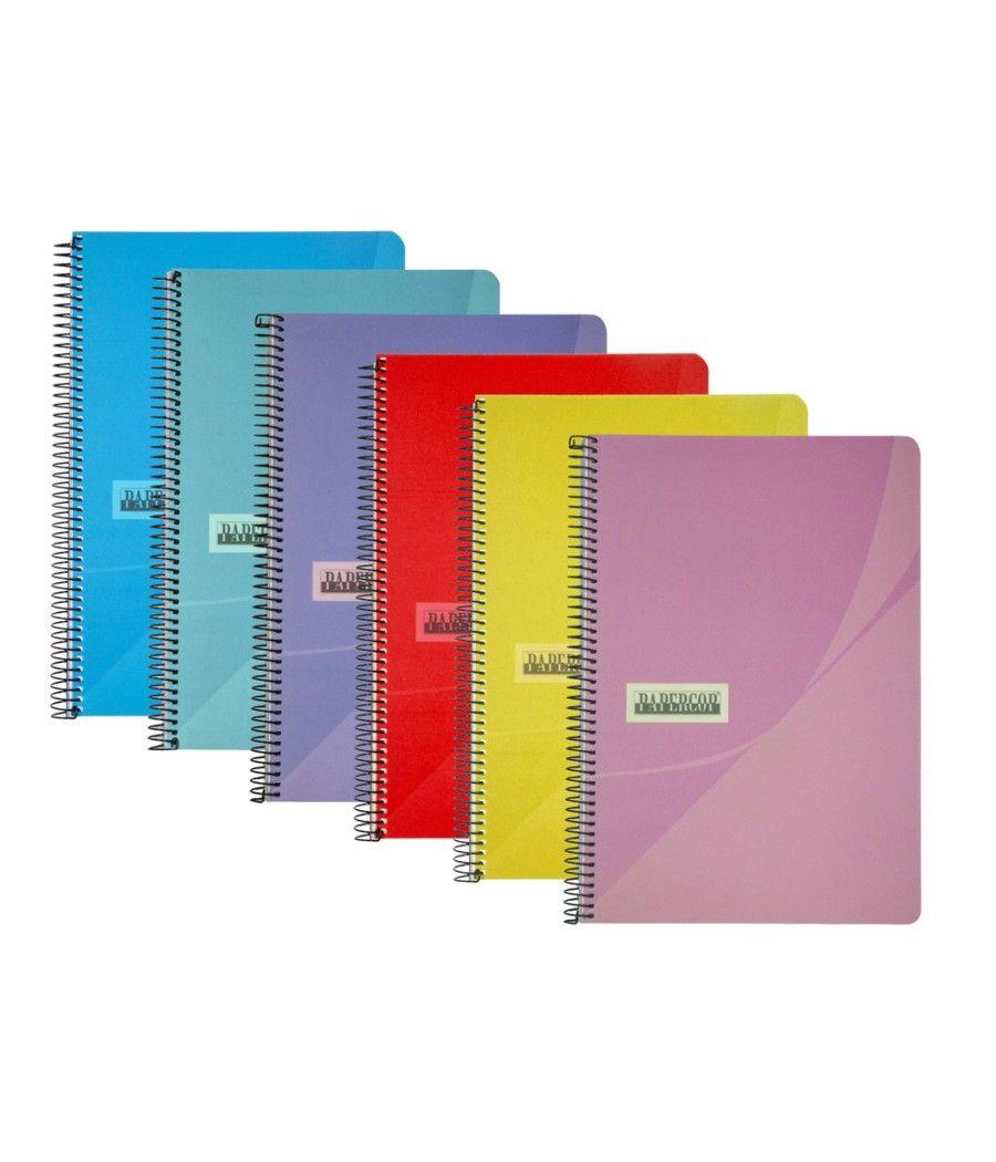 Cuaderno espiral papercop cuarto tapa plástico 80h 90 gr rayado horizontal con margen colores surtidos - Imagen 1