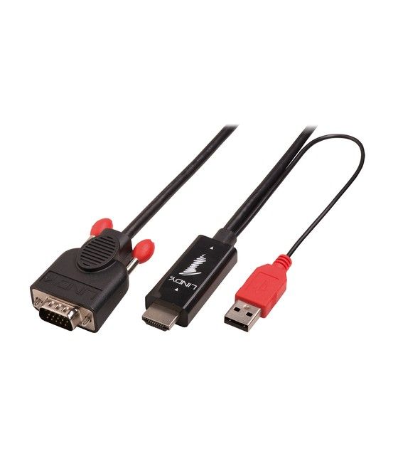 Lindy 41456 adaptador de cable de vídeo 2 m HDMI VGA (D-Sub) Negro - Imagen 1