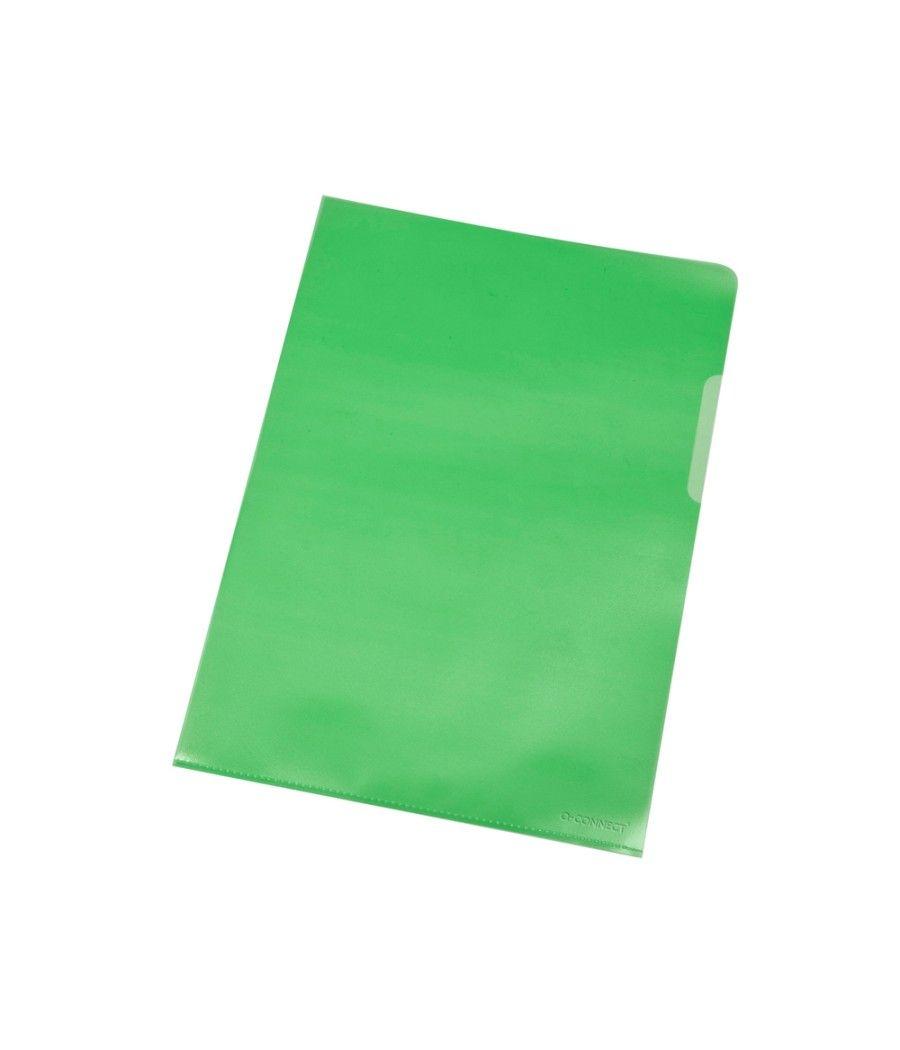 Carpeta dossier uñero plástico q-connect din a4 120 micras verde caja de 100 unidades - Imagen 1