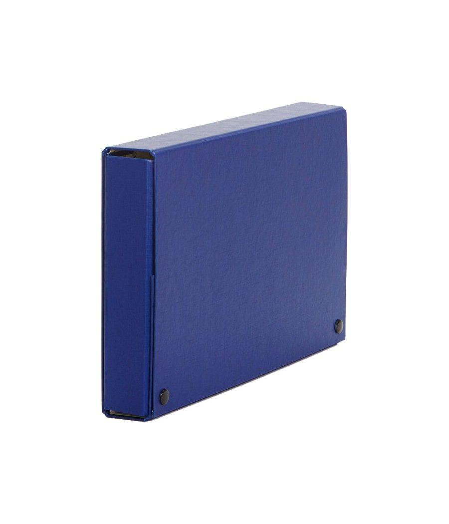 Carpeta proyectos pardo folio lomo 120 mm cartón forrado azul con broche - Imagen 1