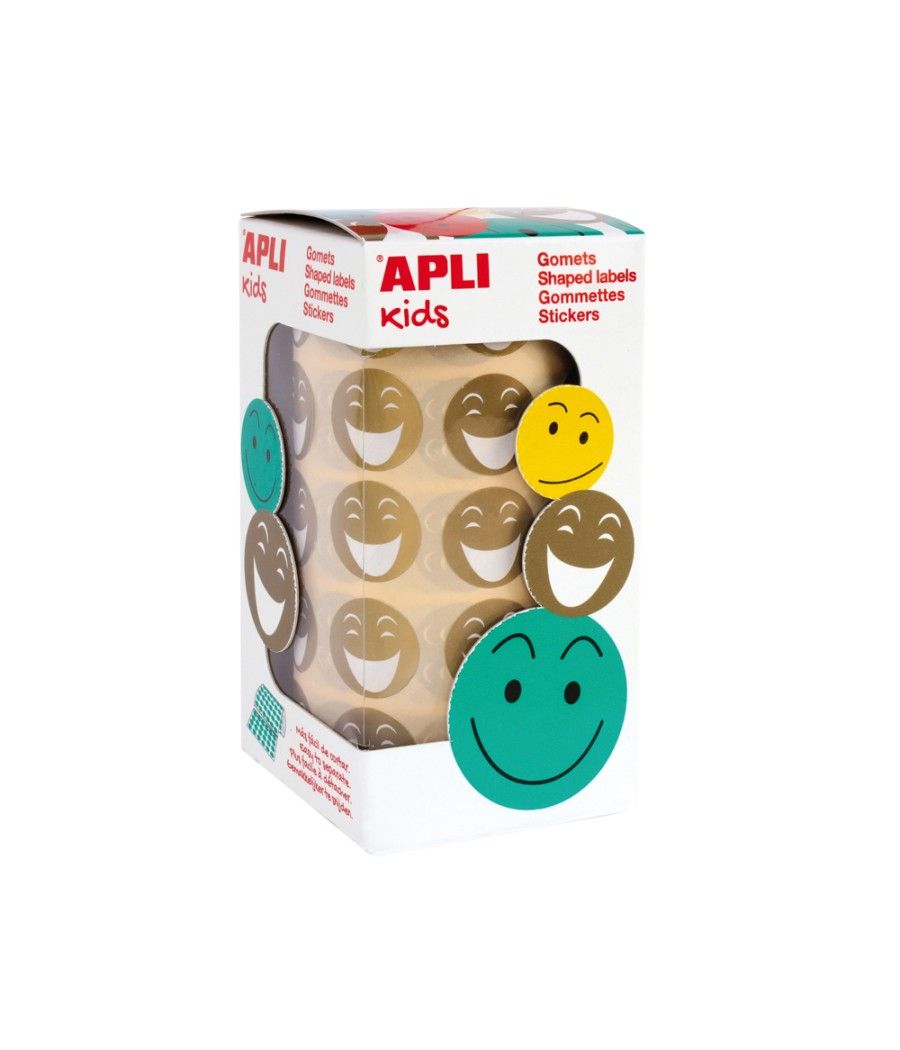 Gomets apli autoadhesivo smile oro cara feliz rollo de 900 unidades - Imagen 1