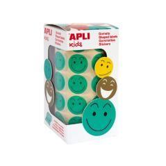 Gomets apli autoadhesivo smile verde cara feliz rollo de 900 unidades - Imagen 1