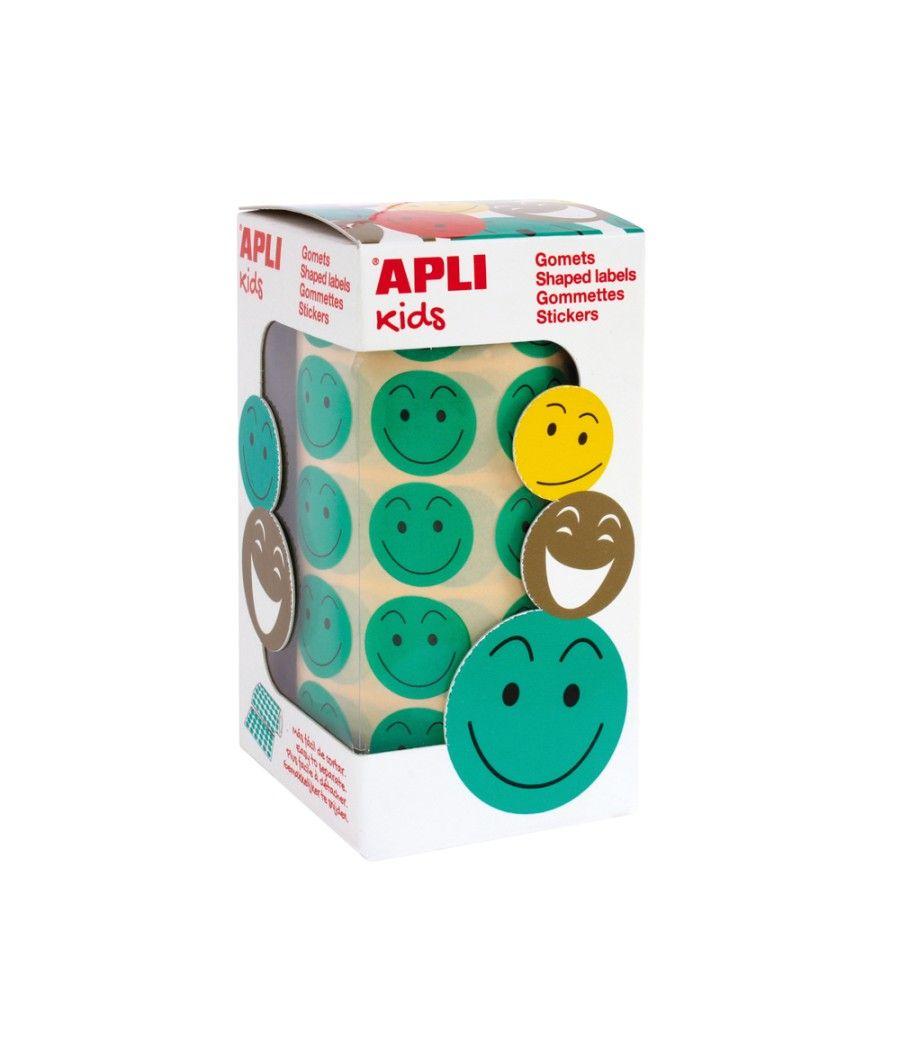 Gomets apli autoadhesivo smile verde cara feliz rollo de 900 unidades - Imagen 1