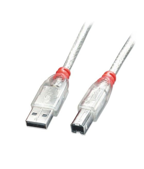 Lindy 41753 cable USB 2 m USB 2.0 USB A USB B Transparente - Imagen 1
