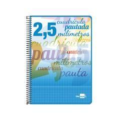 Cuaderno espiral liderpapel cuarto pautaguia tapa blanda 40h 75 gr cuadro pautado 2,5mmcon margen colores surtidos - Imagen 1