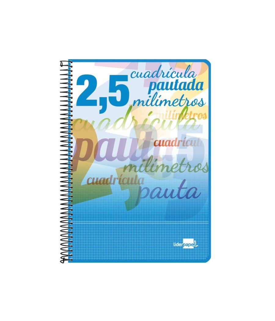 Cuaderno espiral liderpapel cuarto pautaguia tapa blanda 40h 75 gr cuadro pautado 2,5mmcon margen colores surtidos - Imagen 1