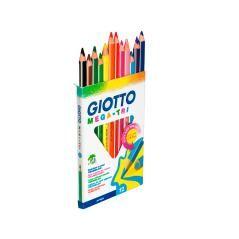 Lápices de colores giotto mega tri caja de 12 colores mina 5,5 mm - Imagen 1