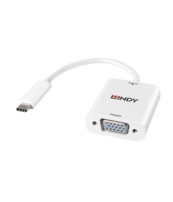 Lindy 43242 adaptador de cable de vídeo 0,17 m VGA (D-Sub) USB Tipo C Blanco - Imagen 1