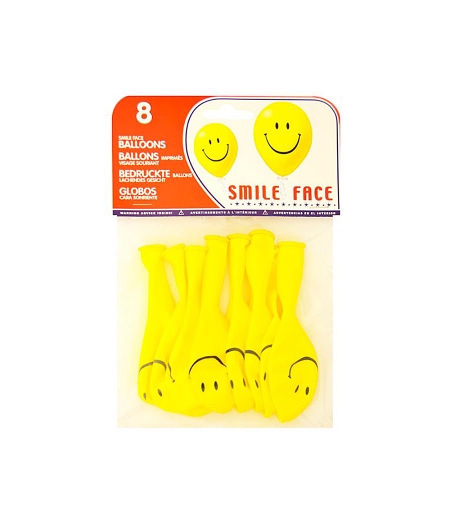 Globos cara sonriente bolsa de 8 - Imagen 1