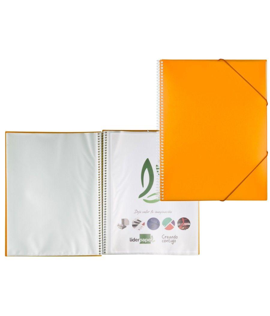 Carpeta liderpapel escaparate con espiral 80 fundas polipropileno din a4 naranja - Imagen 1