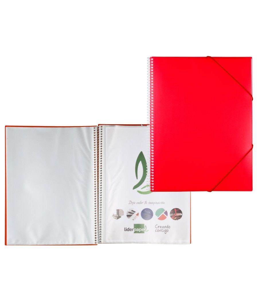 Carpeta liderpapel escaparate con espiral 80 fundas polipropileno din a4 rojo - Imagen 1