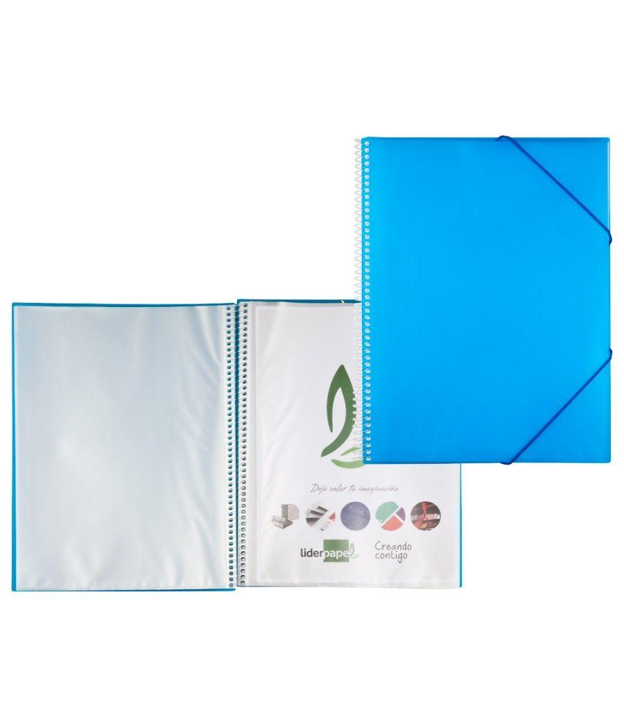 Carpeta liderpapel escaparate con espiral 80 fundas polipropileno din a4 azul - Imagen 1