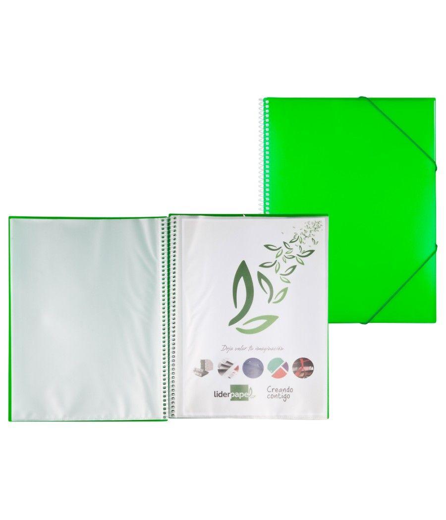 Carpeta liderpapel escaparate con espiral 60 fundas polipropileno din a4 verde - Imagen 1