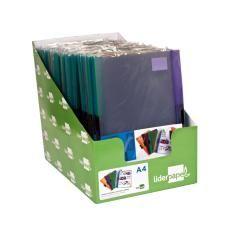 Carpeta liderpapel dossier pinza lateral polipropileno din a4 30 hojas pack de 4 colores surtidos - Imagen 1