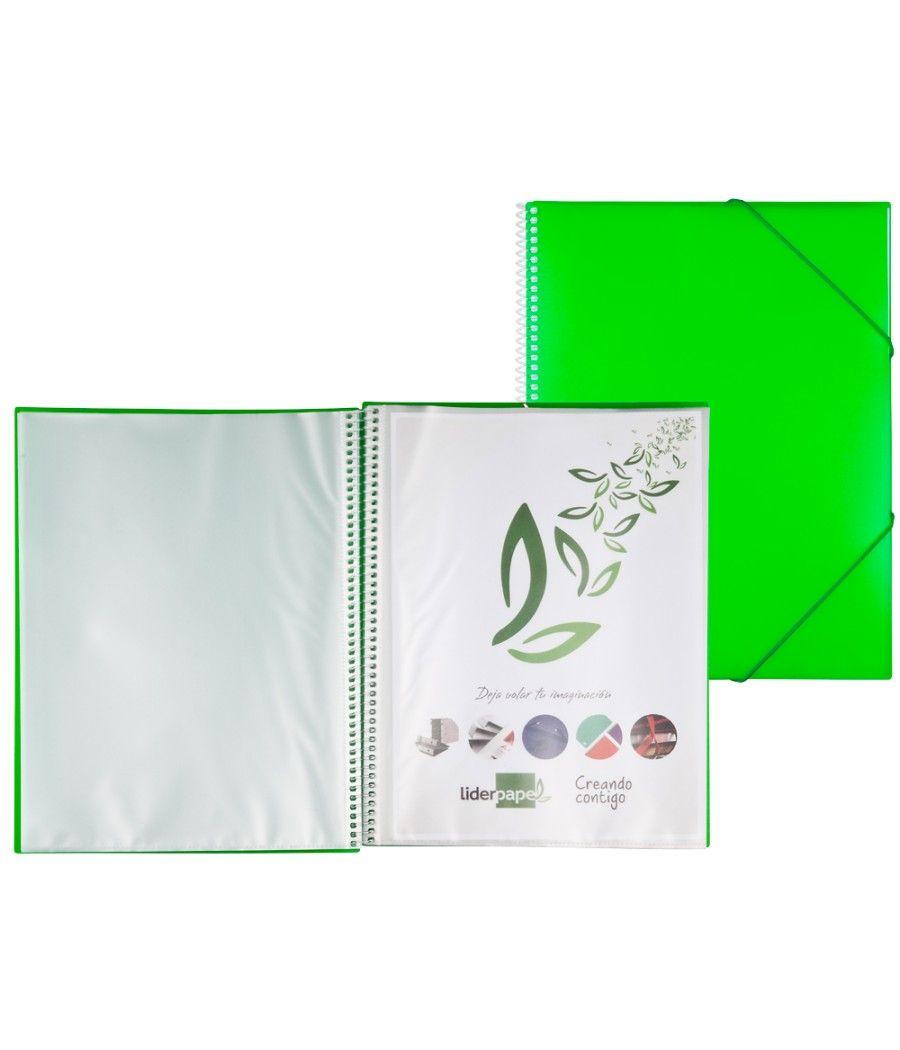 Carpeta liderpapel escaparate con espiral 40 fundas polipropileno din a4 verde - Imagen 1