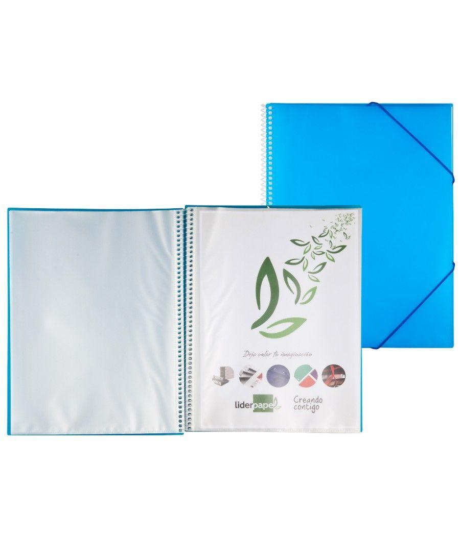 Carpeta liderpapel escaparate con espiral 40 fundas polipropileno din a4 azul - Imagen 1