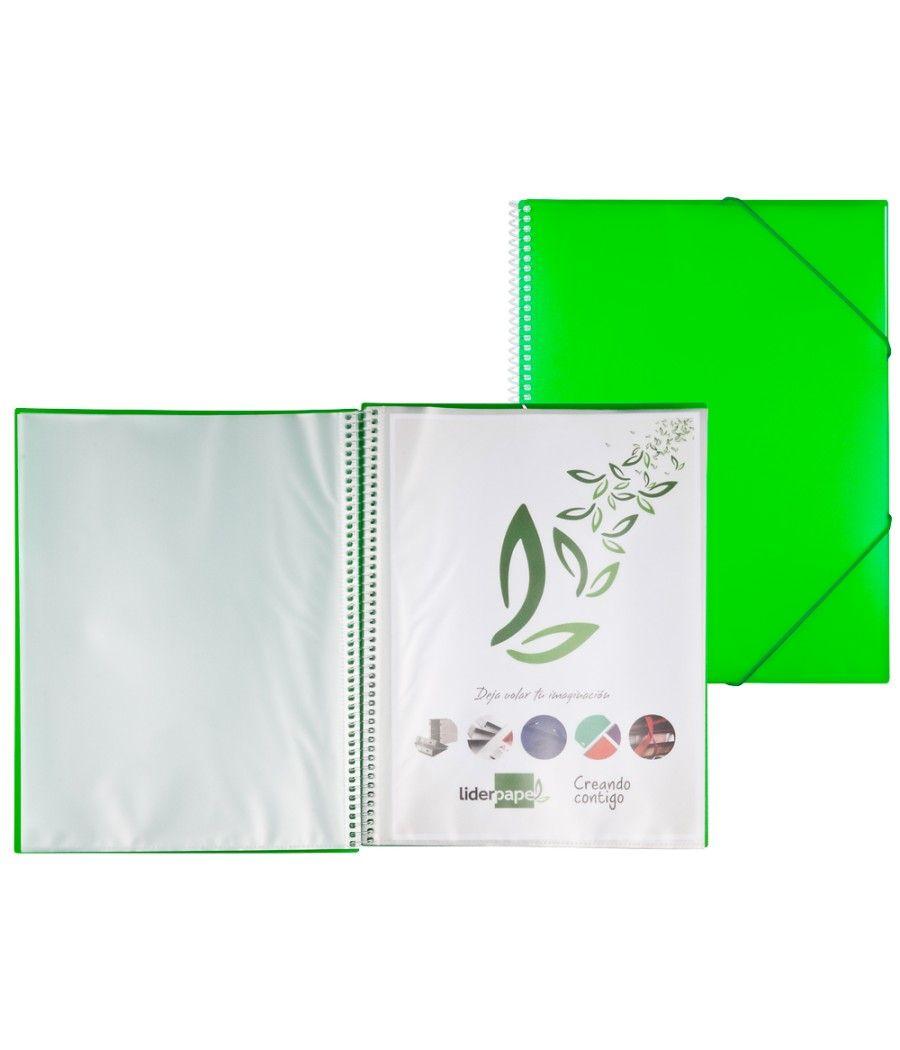 Carpeta liderpapel escaparate con espiral 30 fundas polipropileno din a4 verde - Imagen 1