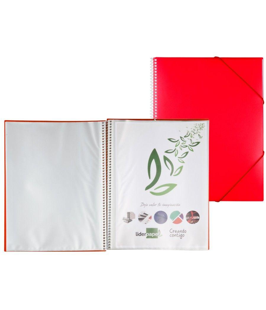 Carpeta liderpapel escaparate con espiral 20 fundas polipropileno din a4 rojo - Imagen 1