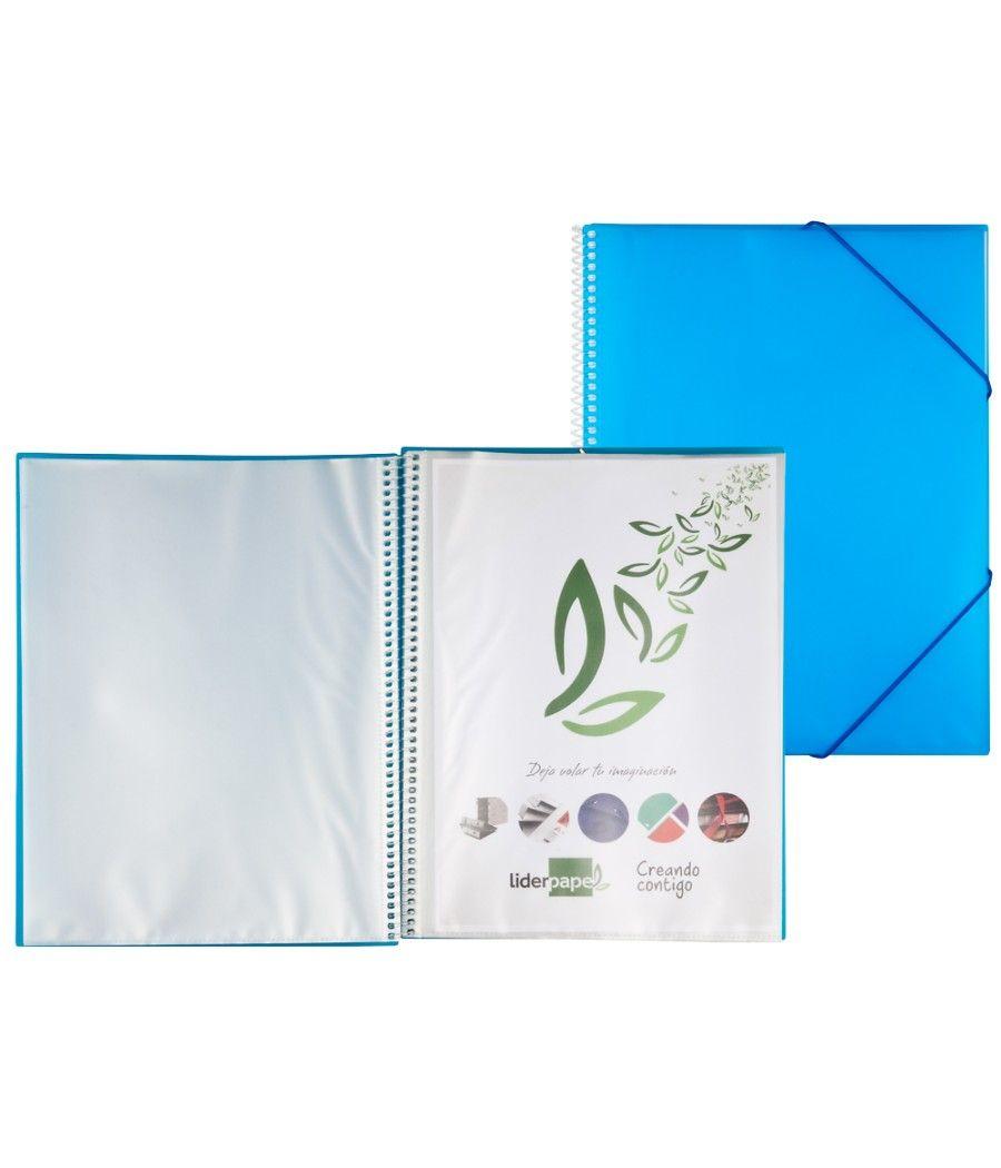 Carpeta liderpapel escaparate con espiral 20 fundas polipropileno din a4 azul - Imagen 1