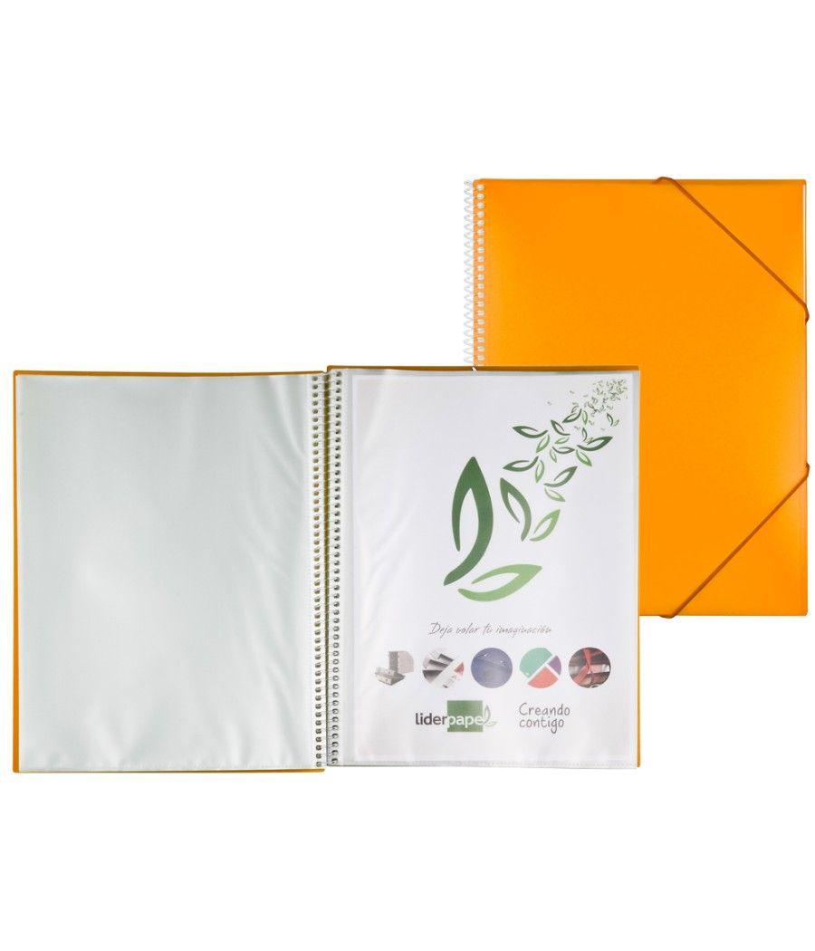 Carpeta liderpapel escaparate con espiral 10 fundas polipropileno din a4 naranja - Imagen 1