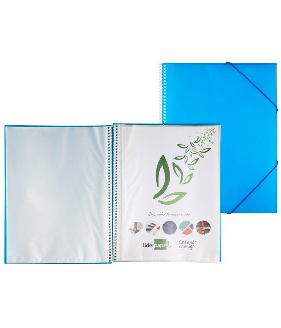 Carpeta liderpapel escaparate con espiral 10 fundas polipropileno din a4 azul - Imagen 1