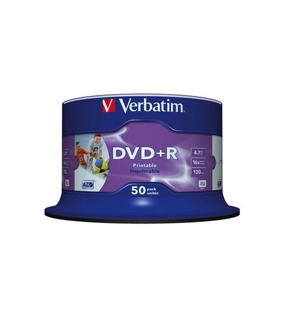Verbatim DVD+R Wide Inkjet Printable No ID Brand 4,7 GB 50 pieza(s) - Imagen 1