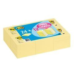 Bloc de notas adhesivas quita y pon post-it 76x76mm -pack promocional 24+12 - Imagen 1