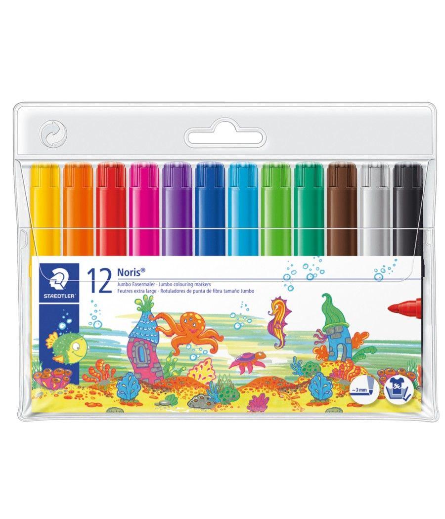 Rotulador staedtler color jumbo trazo 3 mm estuche de 12 colores surtidos - Imagen 1