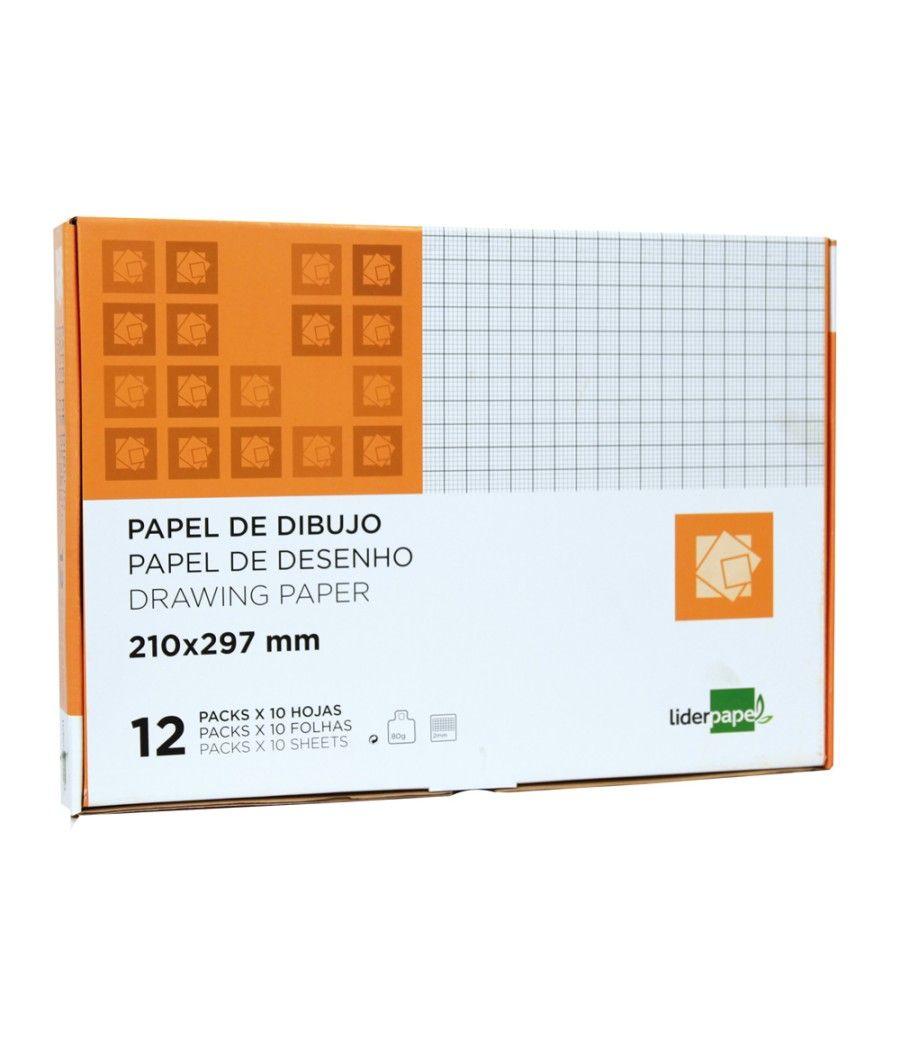 Papel dibujo liderpapel 210x297mm 80g/m2 milimetrado pack de 10 - Imagen 1