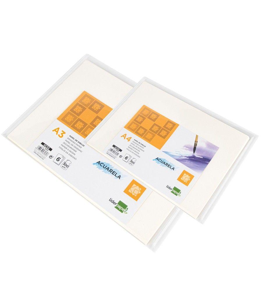 Papel dibujo liderpapel 210x297mm 300g/m2 acuarela pack de 6 - Imagen 1