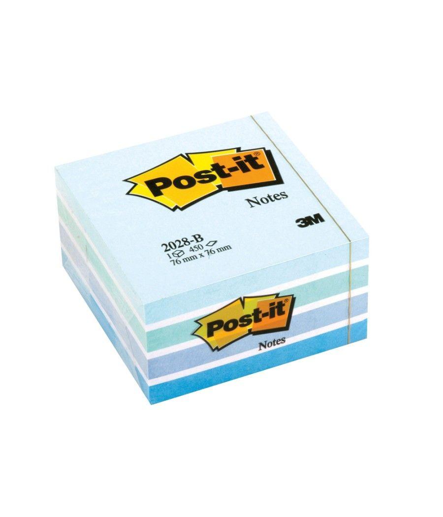 Bloc de notas adhesivas quita y pon post-it 76x76 mm cubo color azul pastel 450 hojas - Imagen 1