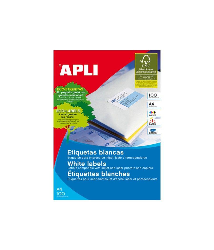 Etiqueta adhesiva apli 1299 tamaño 105x29 mm para fotocopiadora láser ink-jet caja con 100 hojas din a4 - Imagen 1