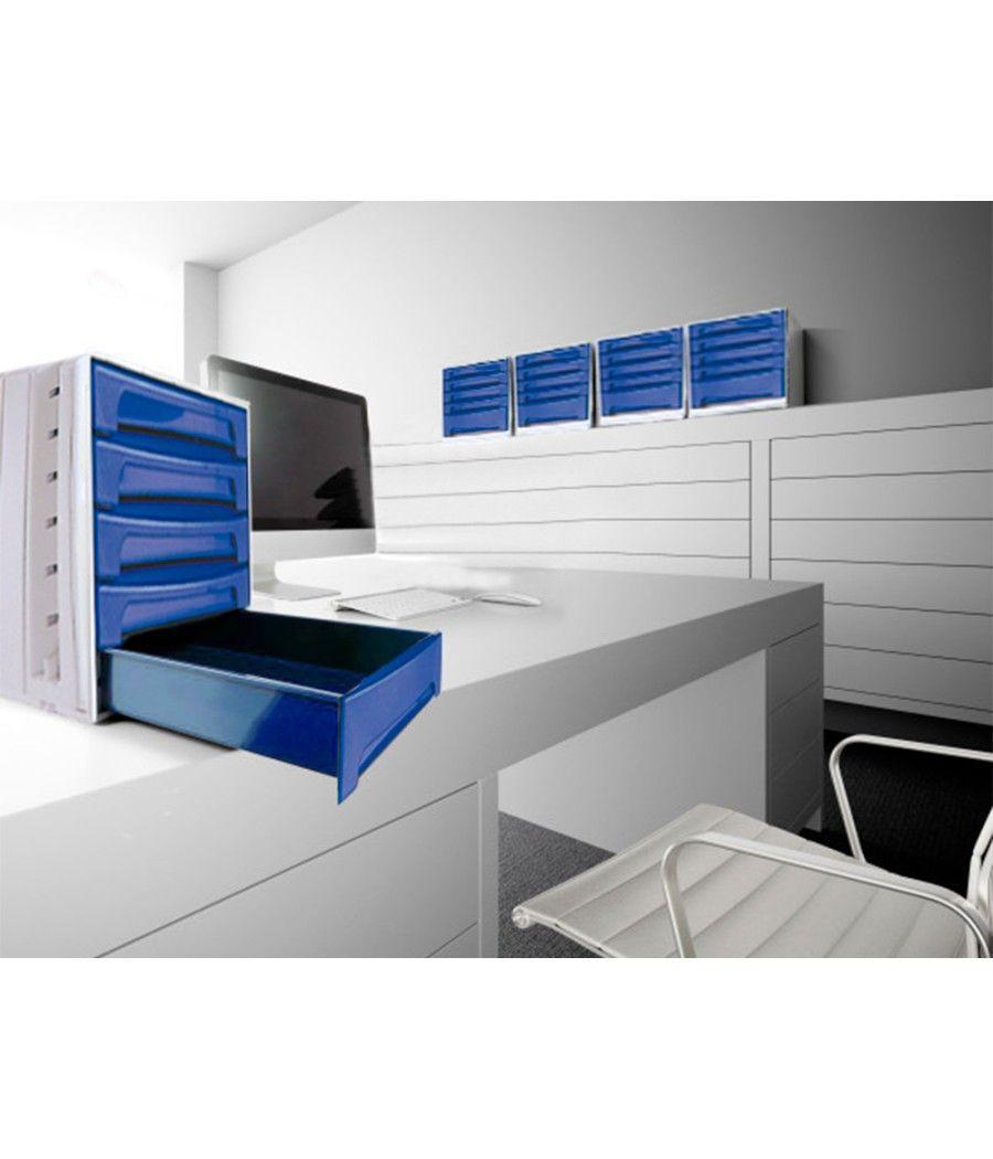 Fichero cajones de sobremesa q-connect 370x305x215 mm bandeja organizadora superior 5 cajones azul opaco - Imagen 1