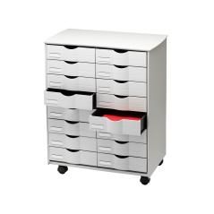 Mueble auxiliar fast-paperflow para oficina negro 16 cajones en 2 columnas gris5x382 71,5x58x34,3 cm - Imagen 1