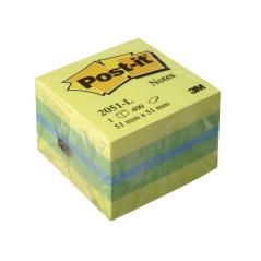 Bloc de notas adhesivas quita y pon post-it 51x51 mm minicubo color limon 2051-l 400 hojas - Imagen 1