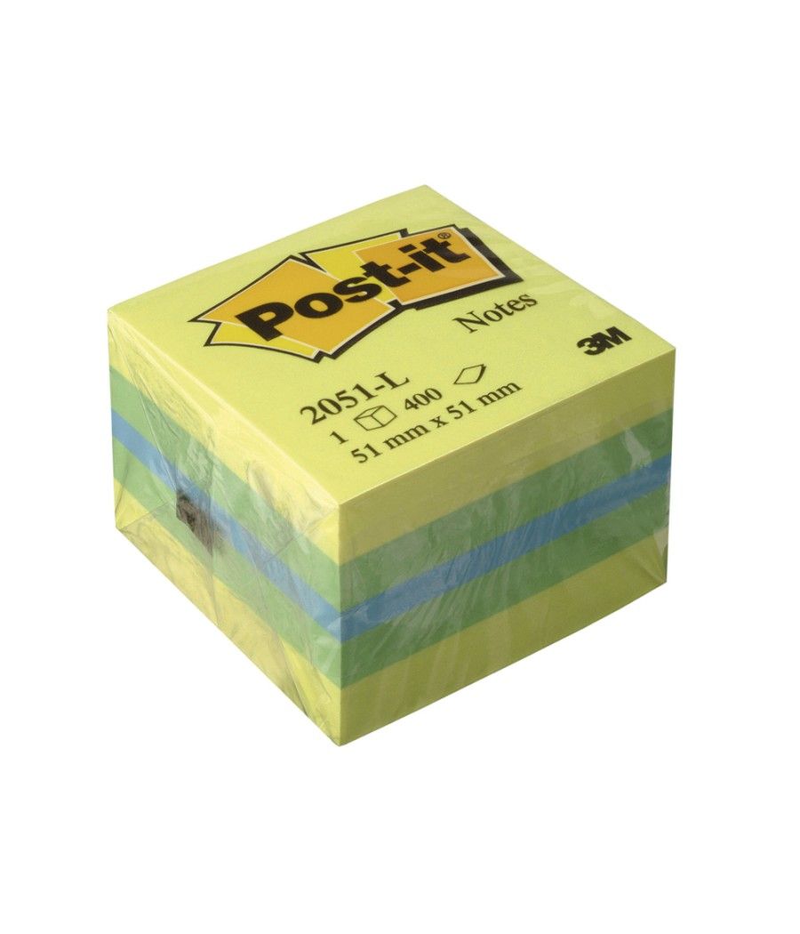 Bloc de notas adhesivas quita y pon post-it 51x51 mm minicubo color limon 2051-l 400 hojas - Imagen 1