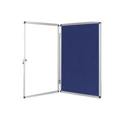Vitrina de anuncios q-connect mural pequeña fieltro azul con puerta y marco con cerradura 72x98 cm - Imagen 1
