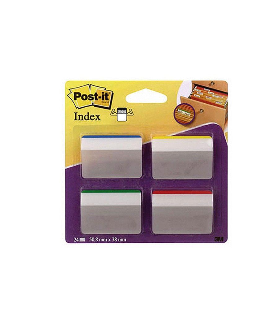 Banderitas separadoras rigidas dispensador 4 colores post-it index 686a-1 grandes 24 banderitas - Imagen 1