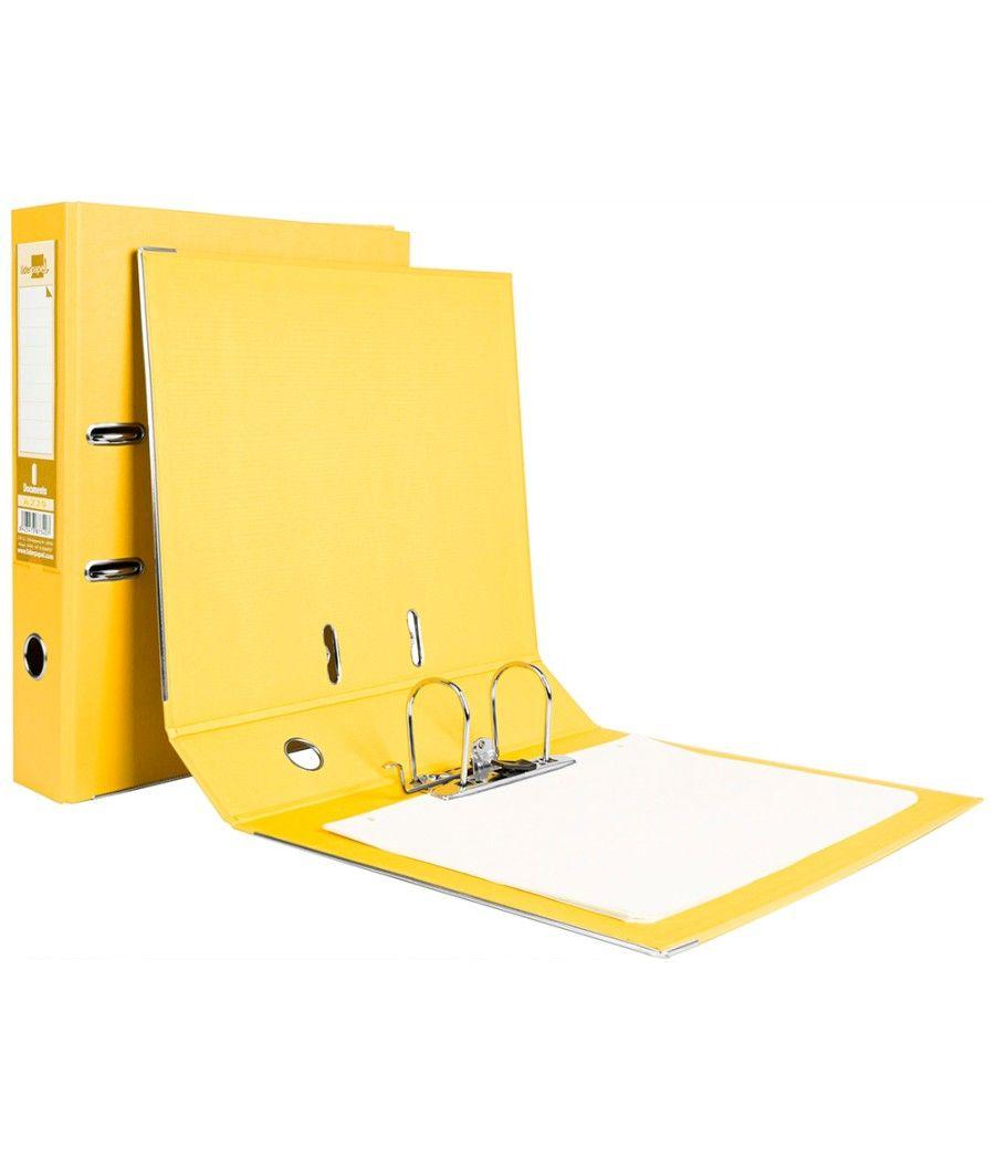 Archivador de palanca liderpapel folio documenta forrado pvc con rado lomo 75mm amarillo compresor metélico - Imagen 1