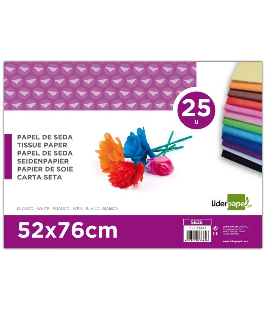 Papel seda liderpapel blanco 52x76 cm 18 gr -paquete de 25 hojas - Imagen 1