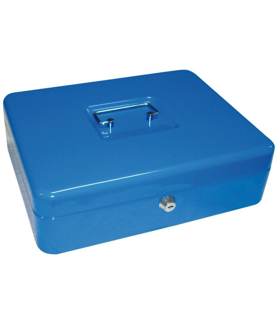 Caja caudales q-connect 12\" 300x240x90 mm azul con portamonedas - Imagen 1
