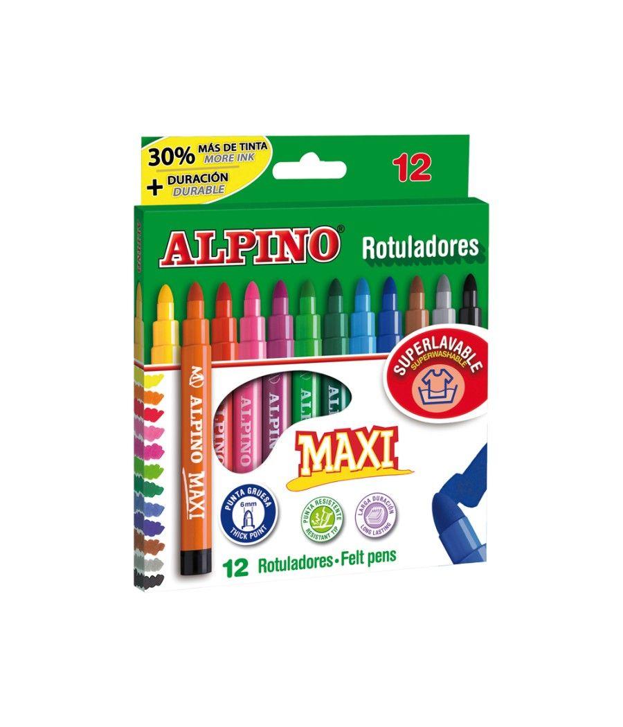 Rotulador alpino maxi caja de 12 colores surtidos - Imagen 1