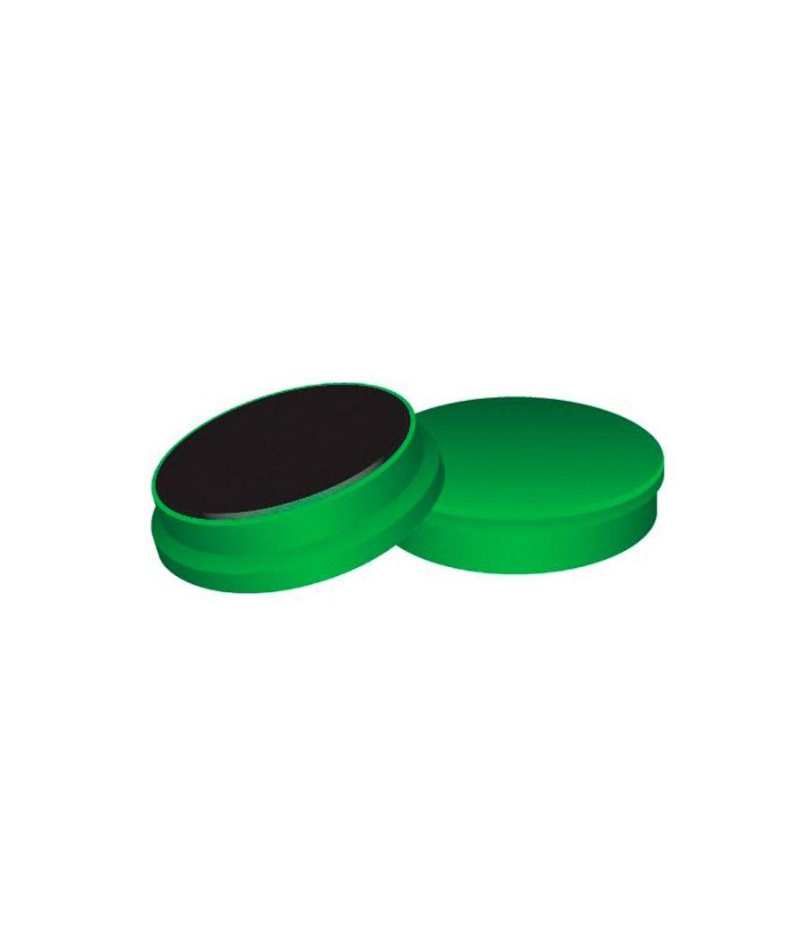 Imanes para sujecion q-connect ideal para pizarras magnéticas35 mm verde -caja de 10 imanes - Imagen 1