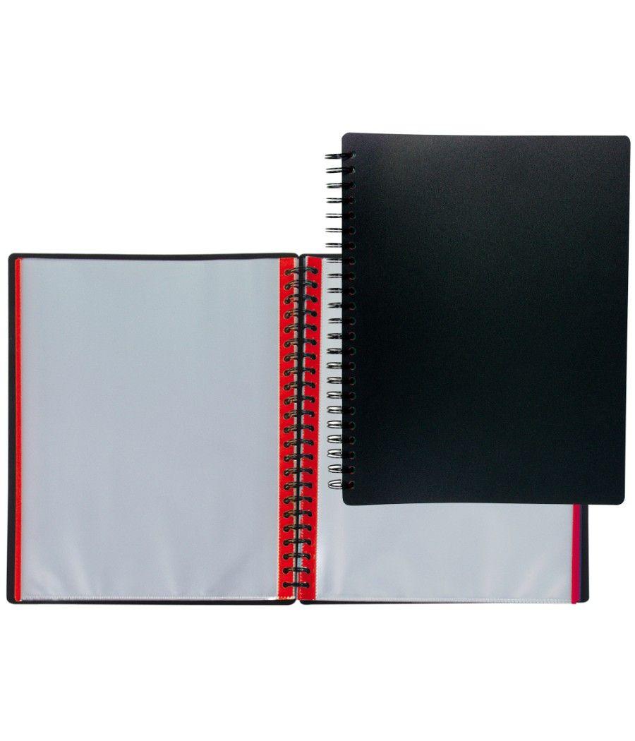 Carpeta liderpapel din a4 con 20 fundas intercambiables bordes de colores color negro - Imagen 1